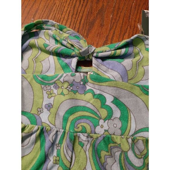 New Medium Wild Fable Retro Blue Green Swirl Sleeveless Terry Cloth Romper NWT - Picture 5 of 5